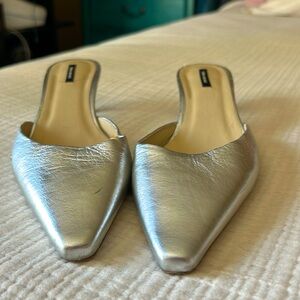 Zara metallic silver heeled mules size 40